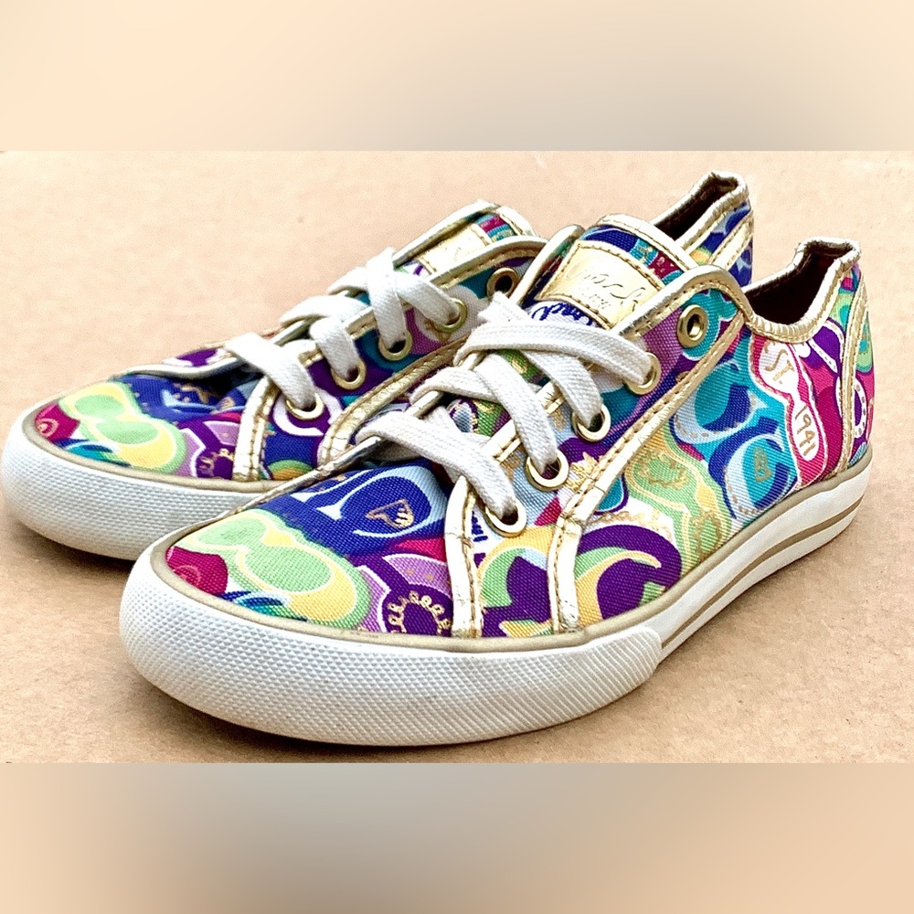 Women's 5.5 B Multi Colored Canvas COACH DEE 1941 Sneakers - Picture 14 of 16
